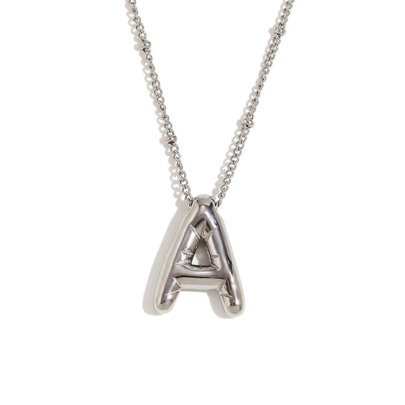 Letter Necklace Balloon Initial Necklaces for Women Girls Dainty Alphabet Pendant Puffy Name Personalized Jewelry Gift Fashion Personality Jewelry For Girls Plated Gold Bubble Letter Necklace