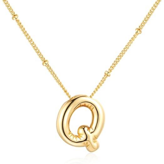 Letter Necklace Balloon Initial Necklaces for Women Girls Dainty Alphabet Pendant Puffy Name Personalized Jewelry Gift Fashion Personality Jewelry For Girls Plated Gold Bubble Letter Necklace