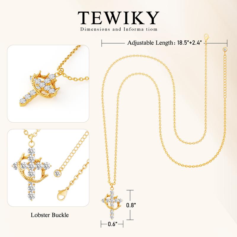 Tewiky Simple Crown & Cross Pendant Choker Necklace for Women & Men & Girls For Daily Party Clothing Decor Trendy All-match & Exquisite Jewelry for Black Friday Christmas Gift for christmas 2024 ornament