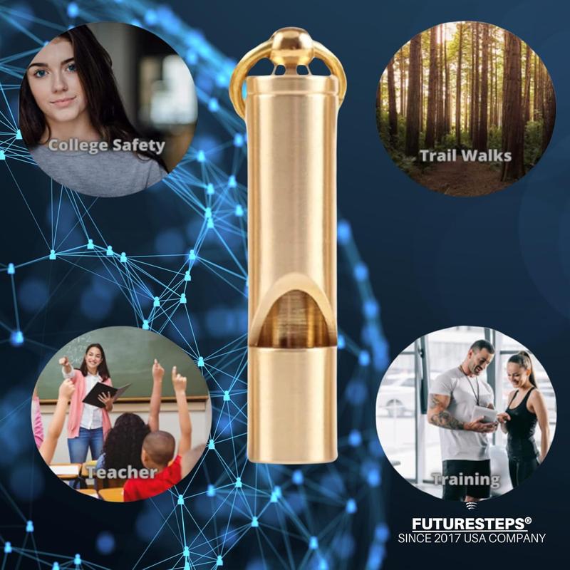 Loudest Brass Whistle Best Premium Emergency Whistle 125db+ One Piece Outdoor Survival Whistle On Key-Chain or Hang Around Your Neck and Carry it Anywhere!
