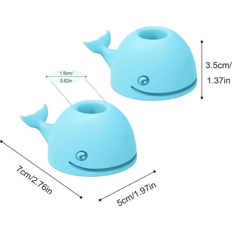 Toothbrush Holders for Bathrooms, 2-Pack Cute Mini Silicone Whale Tooth Brush Organizer, Tooth Brushing Holder for Bathroom Countertop, Baby Blue