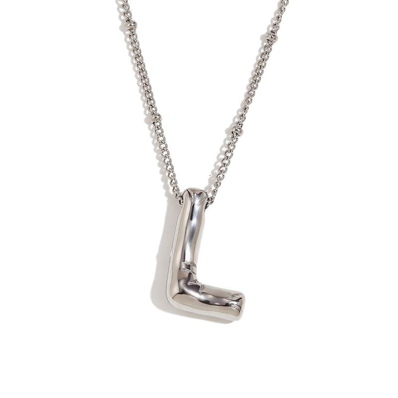 Letter Necklace Balloon Initial Necklaces for Women Girls Dainty Alphabet Pendant Puffy Name Personalized Jewelry Gift Fashion Personality Jewelry For Girls Plated Gold Bubble Letter Necklace