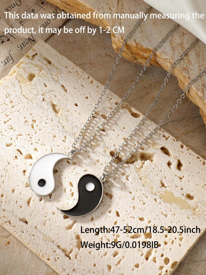 Yinyang Design Pendant Necklace for Couple, 2pcs 2024 New Dainty Jewelry for Daily Clothing Decor, Party, Chic All-match Jewelry As Gift for Girlfriend & Boyfriend