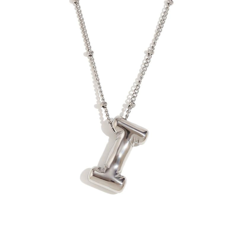 Letter Necklace Balloon Initial Necklaces for Women Girls Dainty Alphabet Pendant Puffy Name Personalized Jewelry Gift Fashion Personality Jewelry For Girls Plated Gold Bubble Letter Necklace
