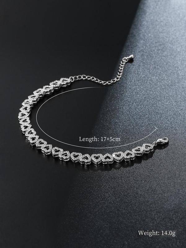 Heart Design Cute Summer Bracelets, Artificial Zircon Decor Matching Dainty Jewelry for Fall Festival Party, Daily Clothing Decor for Back To School, Matching Bracelets, Fall Outfits, Fall Freshness