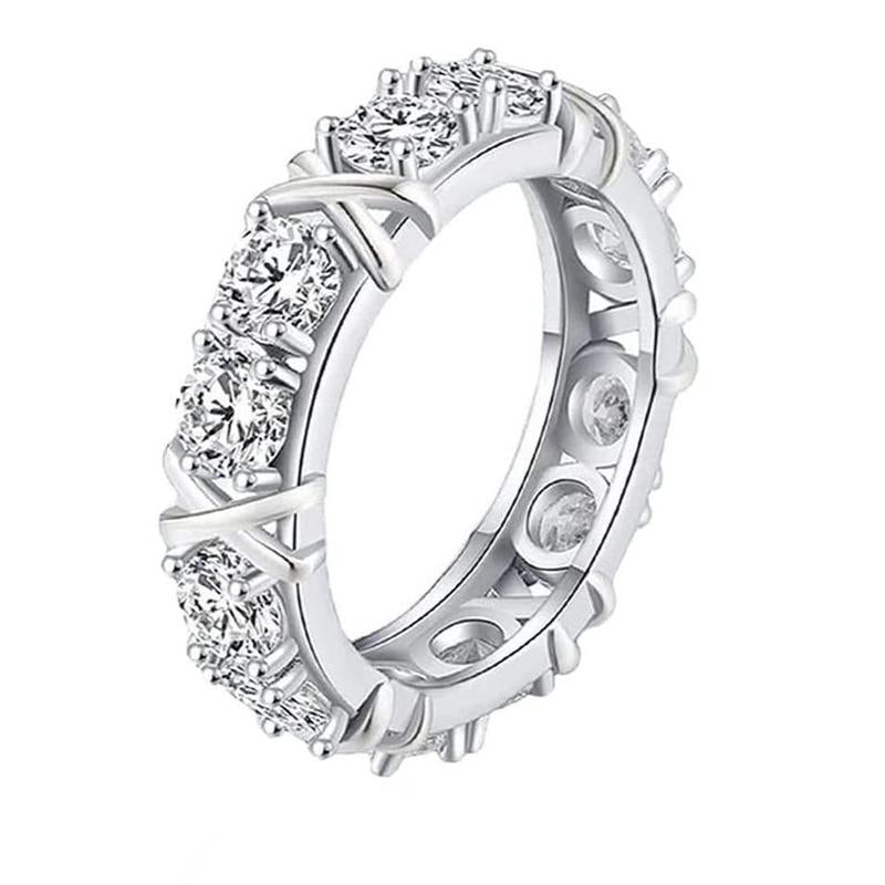 3 Colors Moissanite Synthetic Ring Eternity Band X Cross Colorful Ring 18K Gold Plated Hypoallergenic D Color VVS1 Clarity Environmental Black Friday 2024 Deals for Christmas Men Women Birthday Gift Hiphop Engagement Wedding Environmental R026 A0 T0