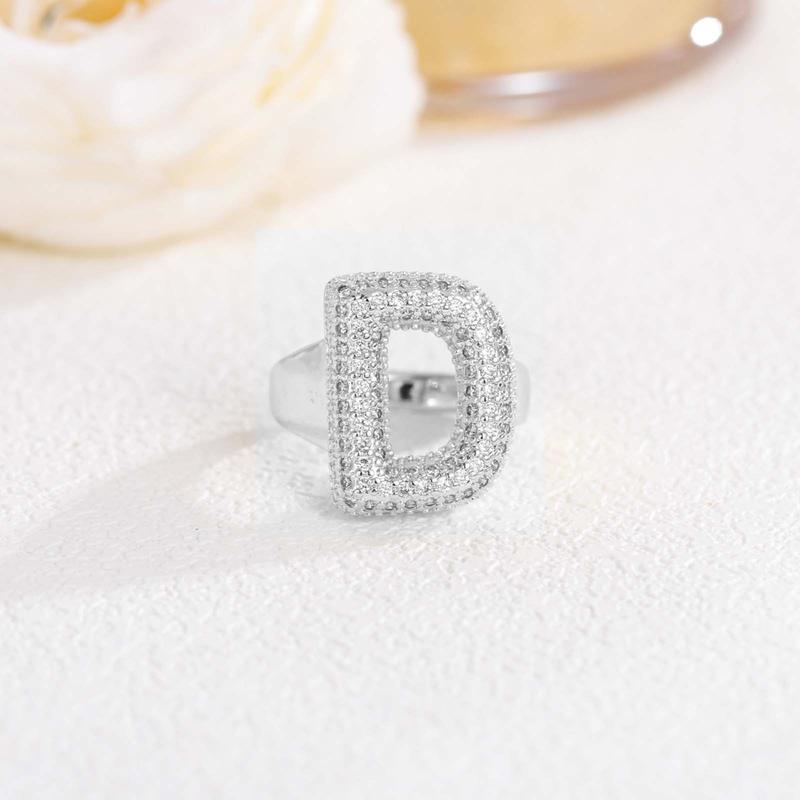 New 26 English letter rings fashionable chubby balloon letter rings with adjustable opening for women