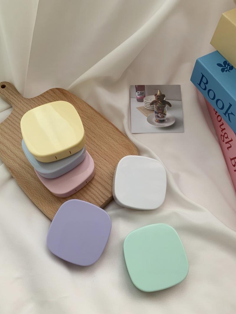Style Simple Fashion Invisible Glasses Box Couple Box Nursing Beauty Pupil Box Solid Color Portable Cosmetic Contact Lenses Storage Box