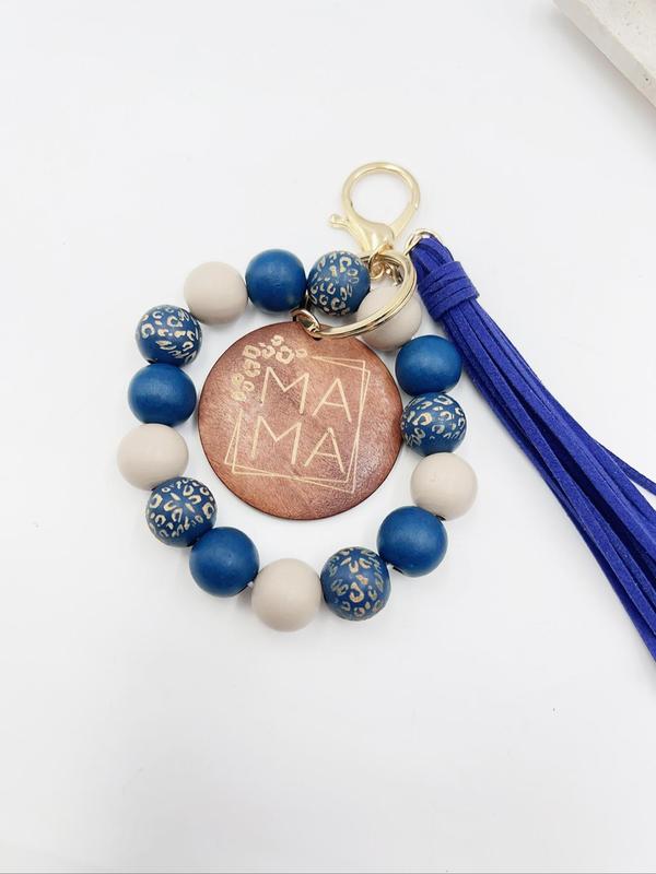Women's Spring Colorblock Beaded & Tassel Decor Keychain, Boho Style Summer Vacation Wristlet Keychain, Personalized Cute Accessories, Unique Holiday Gift for Friends, Fall Outfits, Fall Freshness, for Fall
