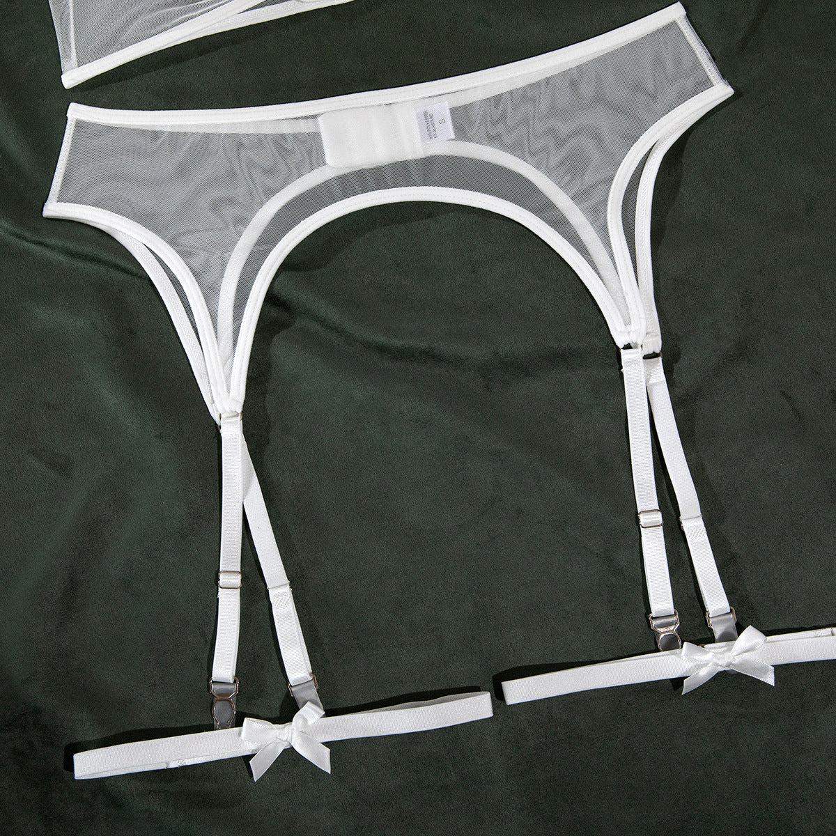 New Arrival Sexy Netted Bra Set with Bow and No-Underwire - 5-Piece with Cape for Women | Perfect for Date Night