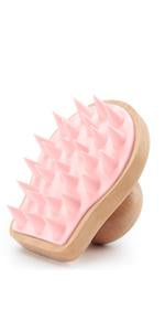 Scalp Massager Shampoo Brush, Wooden Wet and Dry Hair Scalp Care Brush, Shower Brush Scalp Scrubber Exfoliator with Soft Silicone Bristles for Dandruff Removal, Hair Growth (White)
