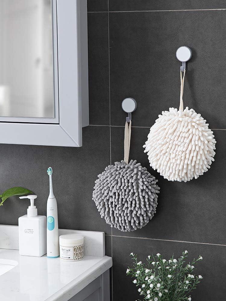 Fuzzy Ball Towel White and Gray - Dry Your Hand Instantly conveniently with This Creative Bath Towel Set Decorative Towels for Bathroom (Pack of 2)