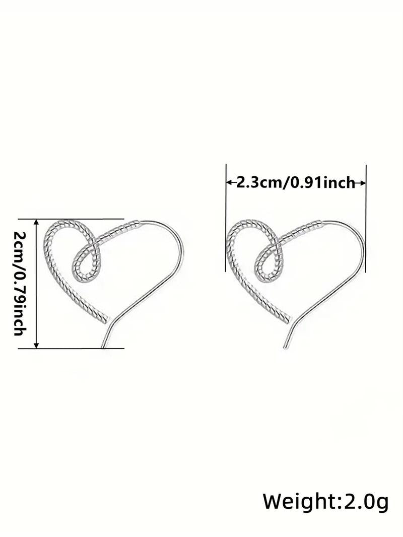 Women's Elegant Heart Design Dangle Earrings, Exquisite Trendy Dangle Earrings, Fashionable Minimalist Jewelry for Women for Daily & Party Decor