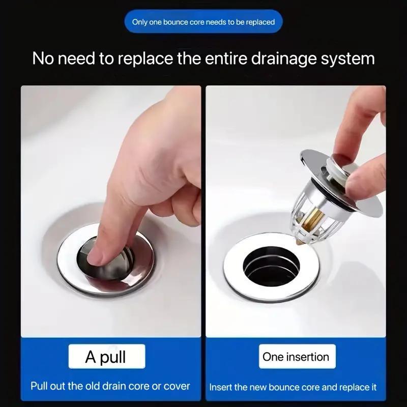 Round Bathroom Drain Stopper, Universal Bathroom Sink Plug, Anti-clog Drain Stopper, Press Type Bath Tub Plug, Bathroom Supplies