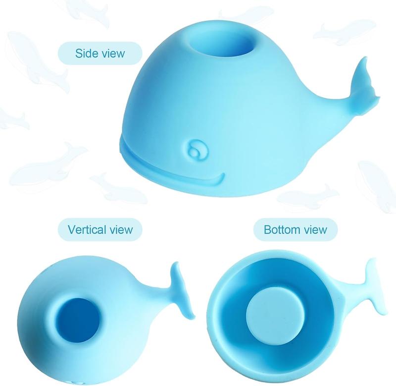 Toothbrush Holders for Bathrooms, 2-Pack Cute Mini Silicone Whale Tooth Brush Organizer, Tooth Brushing Holder for Bathroom Countertop, Baby Blue