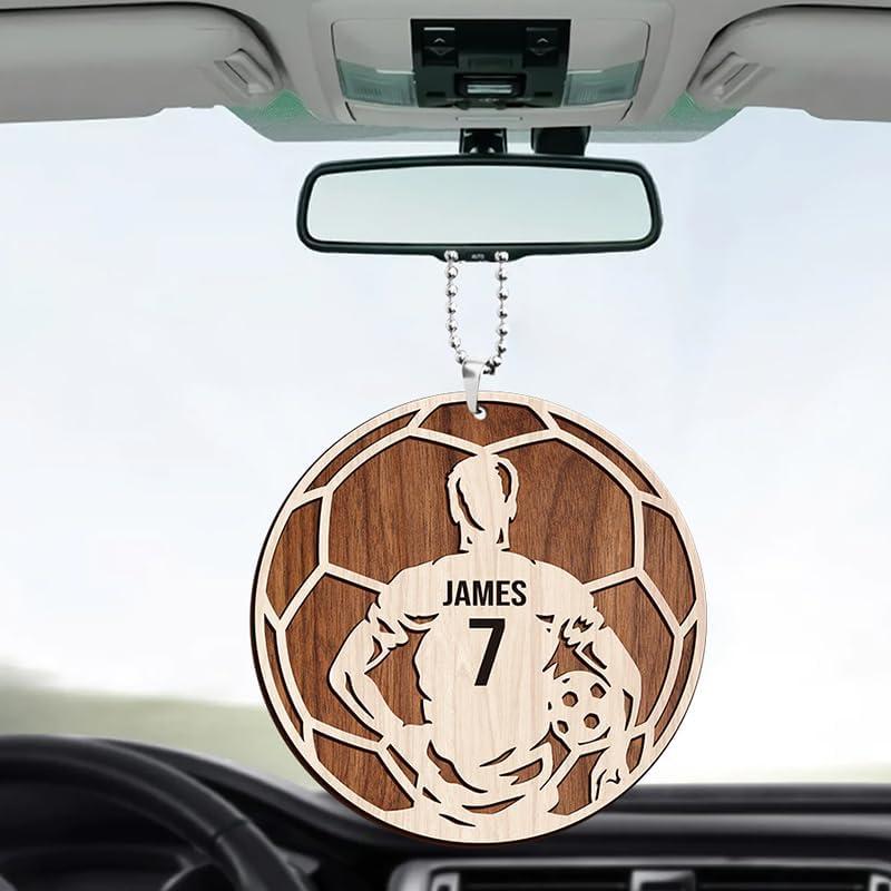 Personalized Soccer Ball Wooden Ornament, Soccer Player Tree Wood Ornament, Custom Name and Number Sports Team Christmas Decor, Fan Soccer Ornaments, Gift for Soccer Player A2 Decoration Matte Paint