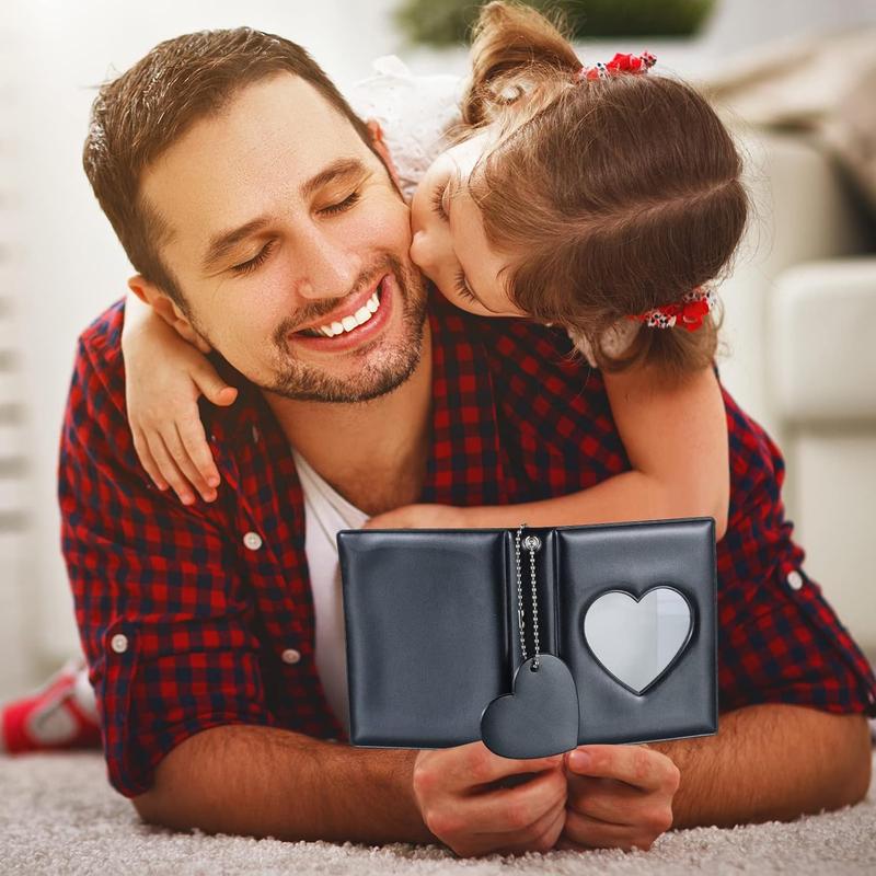 3" Mini Photo Album, Kpop Photocard Holder Book 32 Pockets, Photocard with Mirror-Like Photocard Binder, Love Heart Pendant Decor Gift Hollow