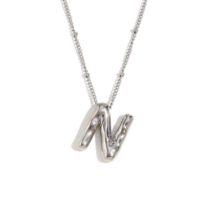 Letter Necklace Balloon Initial Necklaces for Women Girls Dainty Alphabet Pendant Puffy Name Personalized Jewelry Gift Fashion Personality Jewelry For Girls Plated Gold Bubble Letter Necklace