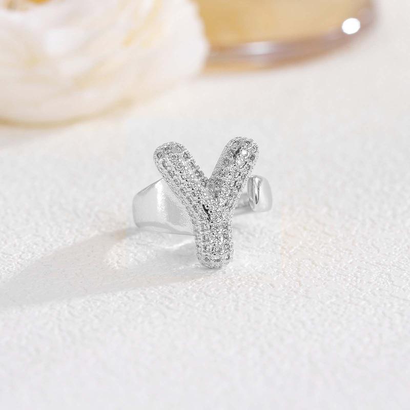 New 26 English letter rings fashionable chubby balloon letter rings with adjustable opening for women