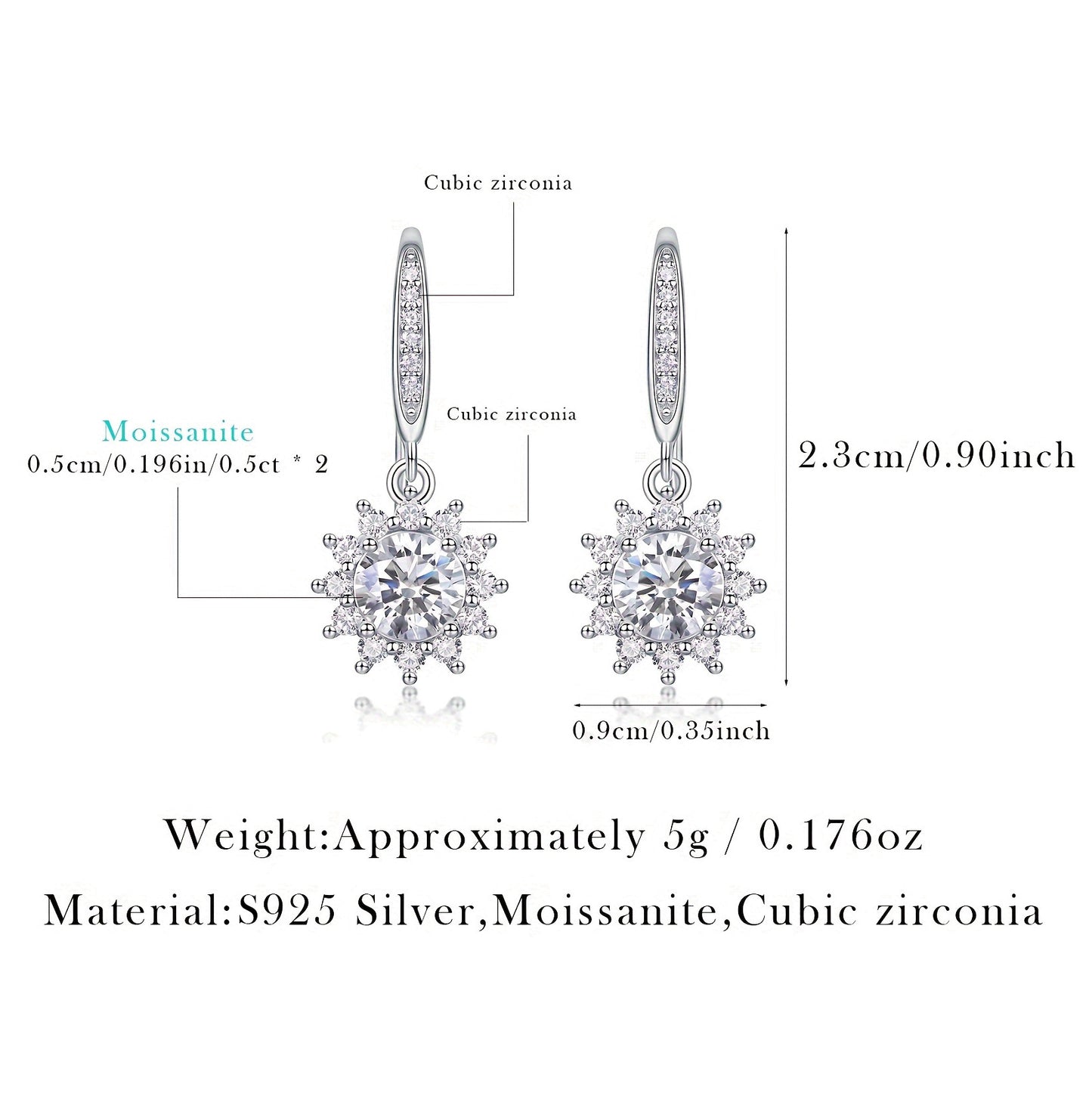925 Silver Earrings Moissanite New Long Drop Earrings