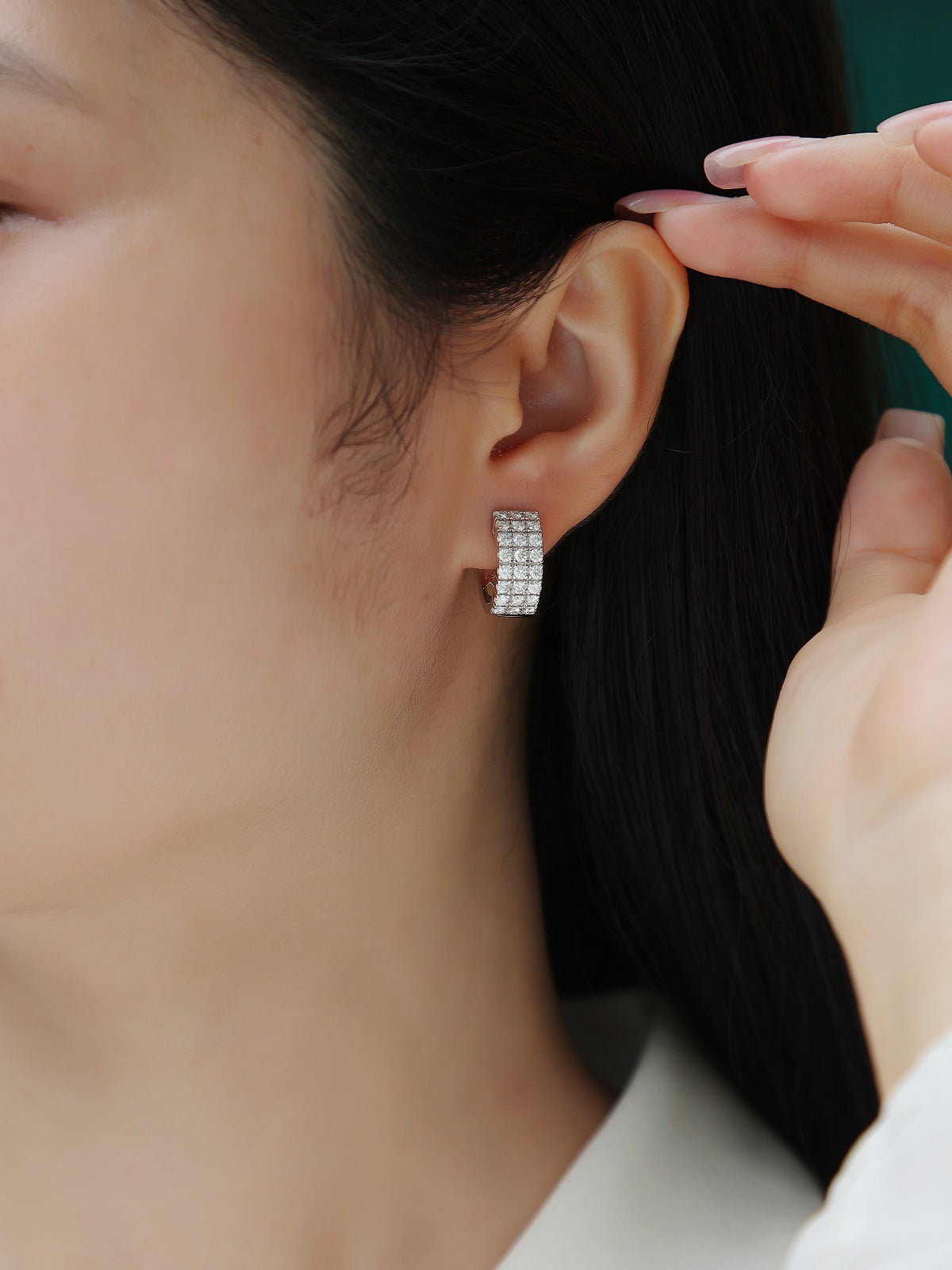 S925 Silver Earrings Moissanite Hoop Earrings
