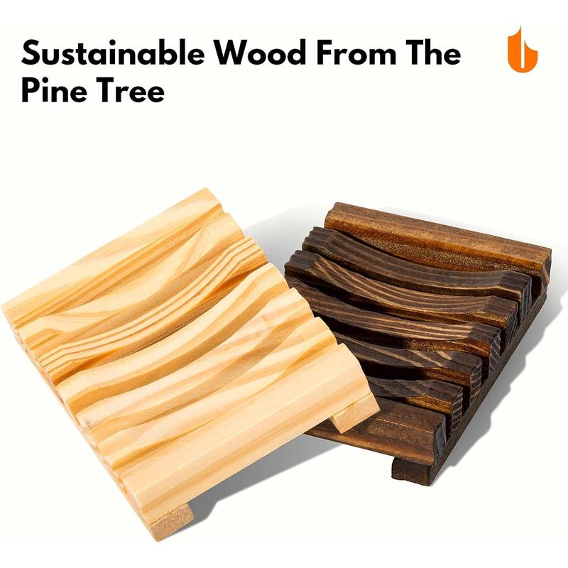 Natural Wooden Soap Dish Soap Saver Holder Soap Tray for Bathroom, Biodegradable, Zero Waste, Plastic Free (Wooden)