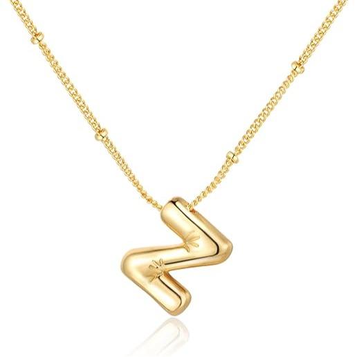 Letter Necklace Balloon Initial Necklaces for Women Girls Dainty Alphabet Pendant Puffy Name Personalized Jewelry Gift Fashion Personality Jewelry For Girls Plated Gold Bubble Letter Necklace