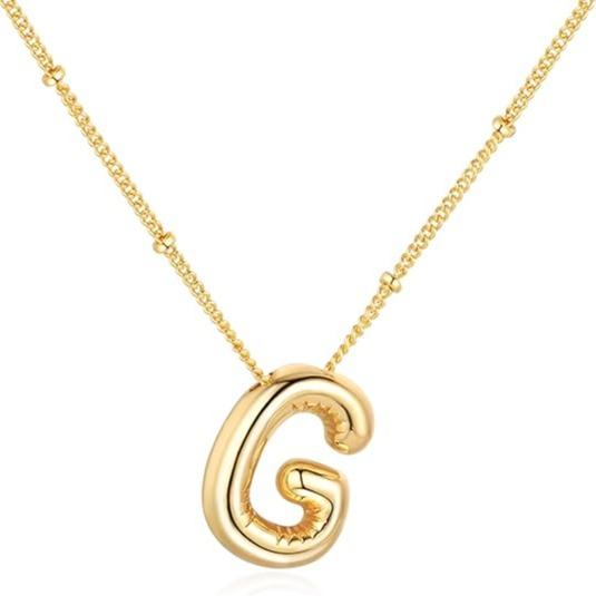 Letter Necklace Balloon Initial Necklaces for Women Girls Dainty Alphabet Pendant Puffy Name Personalized Jewelry Gift Fashion Personality Jewelry For Girls Plated Gold Bubble Letter Necklace