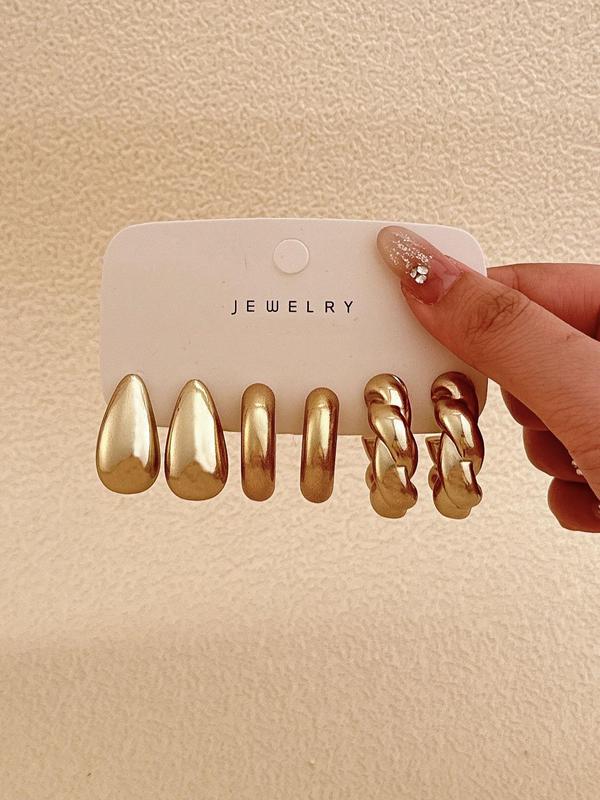 Women's Elegant Geometric & Twist Design Hoop Earrings, Exquisite Trendy Hoop Earrings, Fashionable Jewelry for Women for Daily & Party Decoration