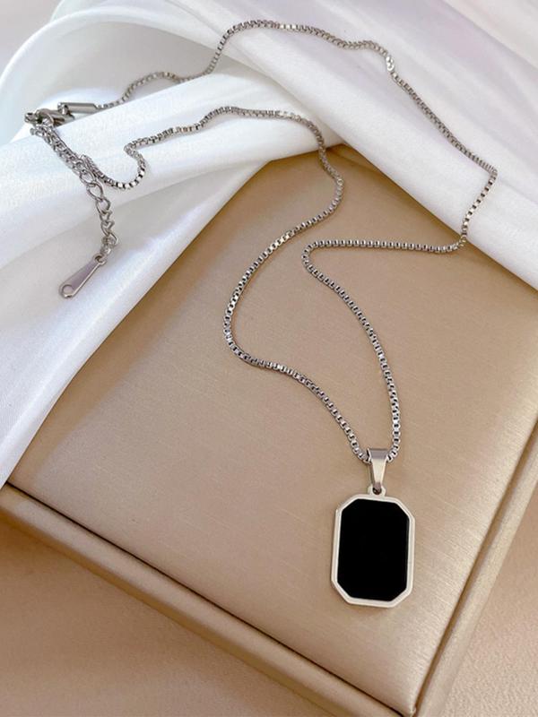 Women's Square Design Pendant Necklace, Casual Alloy Jewelry for Women, Daily Clothing Decor for Girl
