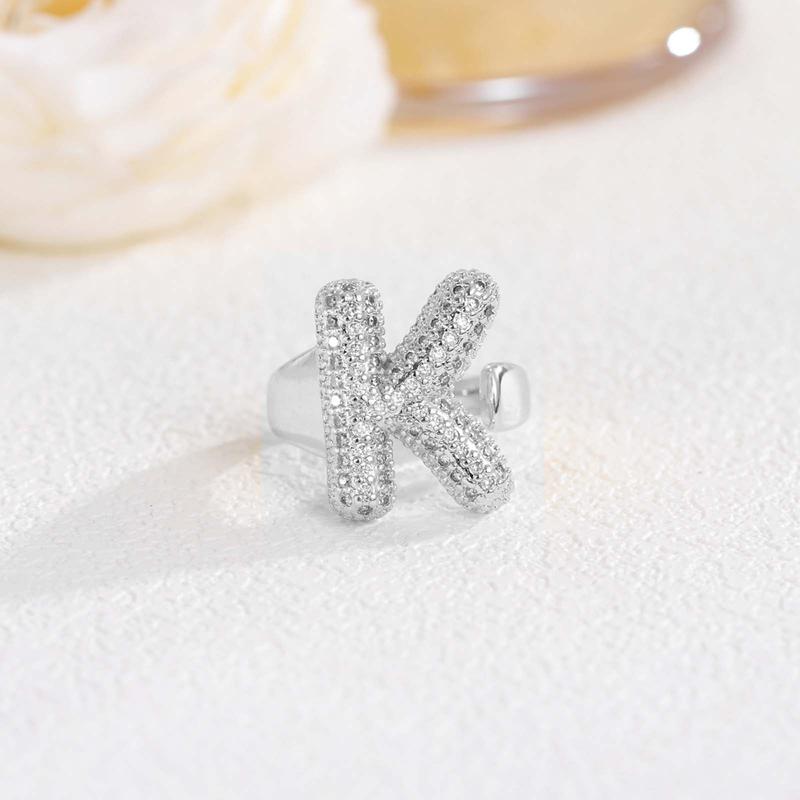 New 26 English letter rings fashionable chubby balloon letter rings with adjustable opening for women