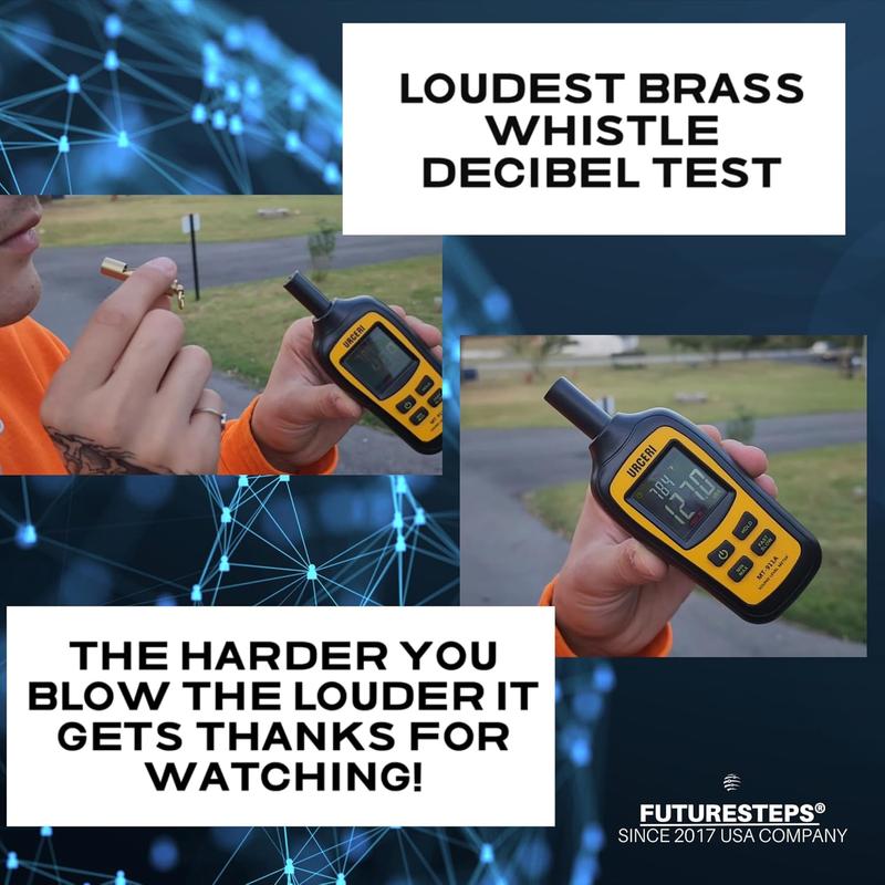 Loudest Brass Whistle Best Premium Emergency Whistle 125db+ One Piece Outdoor Survival Whistle On Key-Chain or Hang Around Your Neck and Carry it Anywhere!
