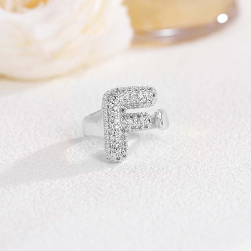 New 26 English letter rings fashionable chubby balloon letter rings with adjustable opening for women