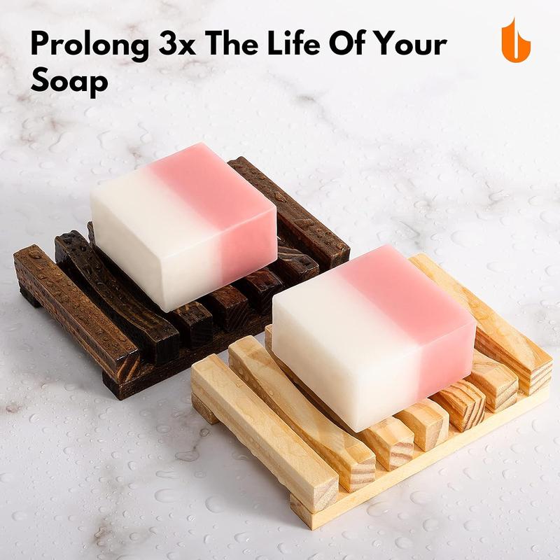 Natural Wooden Soap Dish Soap Saver Holder Soap Tray for Bathroom, Biodegradable, Zero Waste, Plastic Free (Wooden)