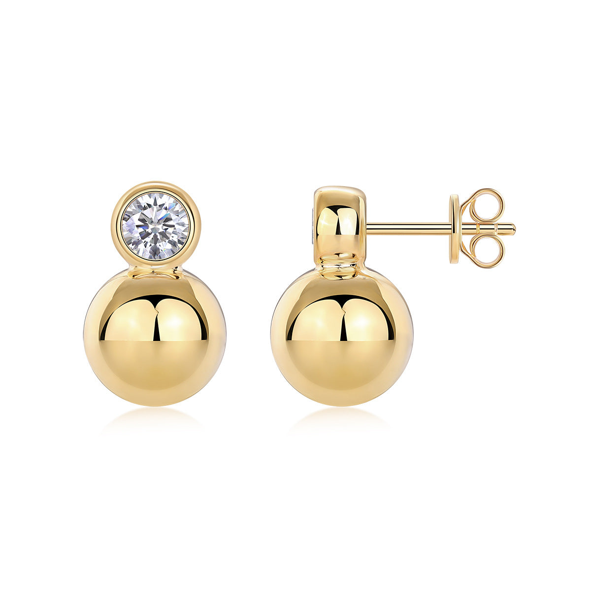 S925 Moissanite Stud Earrings Fashion Gold Plated High-End Sense
