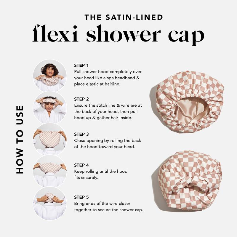 Satin Cline luxury shower cap-offset Cover Adjustable Waterproof