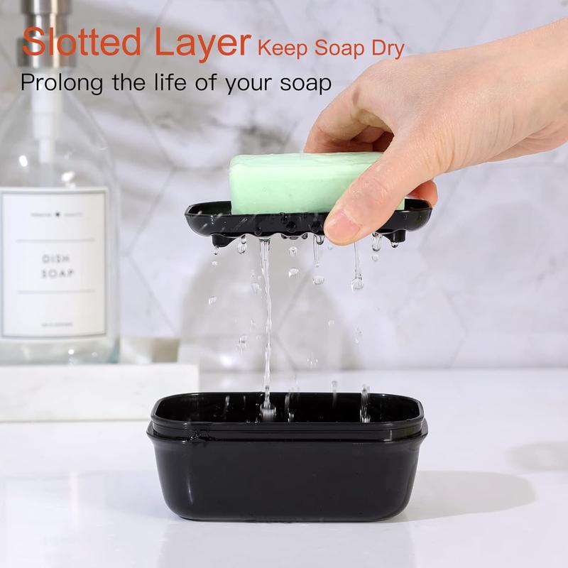 Quatish Leakproof Soap Holder 1 Pack, Travel Soap Container with Lid, Travel Size Toiletries, Portable Bar Soap Holder, Soap Box, Soap Dish for Traveling, Camping, Gym, Bathroom, Black
