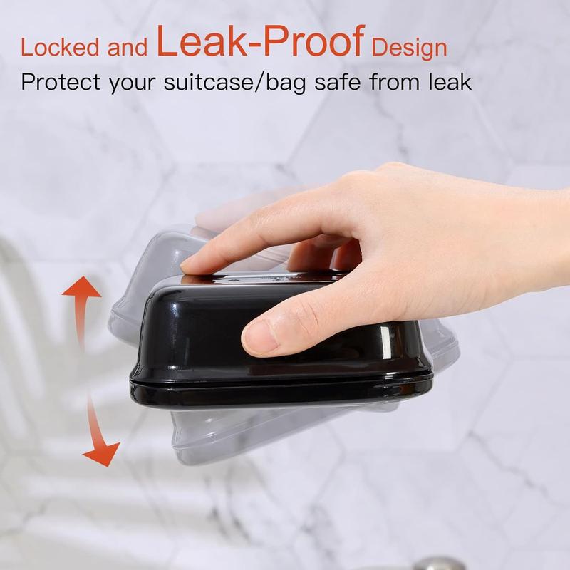 Quatish Leakproof Soap Holder 1 Pack, Travel Soap Container with Lid, Travel Size Toiletries, Portable Bar Soap Holder, Soap Box, Soap Dish for Traveling, Camping, Gym, Bathroom, Black