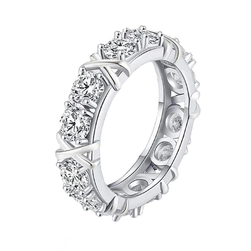 3 Colors Moissanite Synthetic Ring Eternity Band X Cross Colorful Ring 18K Gold Plated Hypoallergenic D Color VVS1 Clarity Environmental Black Friday 2024 Deals for Christmas Men Women Birthday Gift Hiphop Engagement Wedding Environmental R026 A0 T0