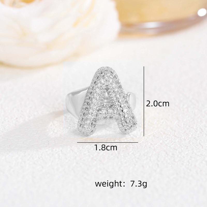 New 26 English letter rings fashionable chubby balloon letter rings with adjustable opening for women