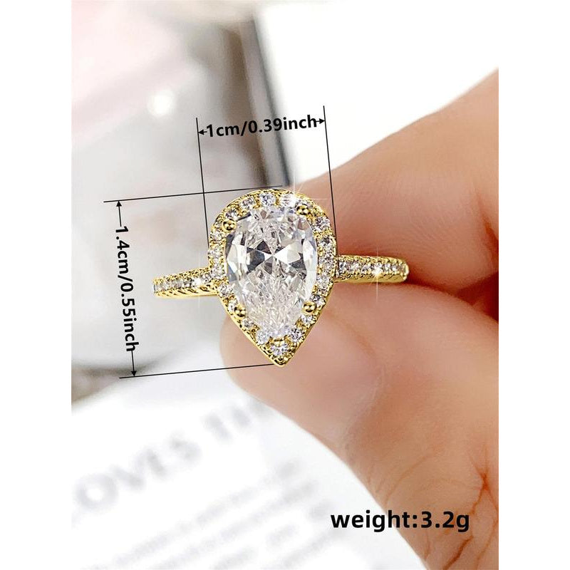 Elegant Water Drop Shaped Rhinestone Decorated Ring Perfect As Gift, Fashion Accessories for Wedding Party, Engagement Gift for Women, Pinky Ring