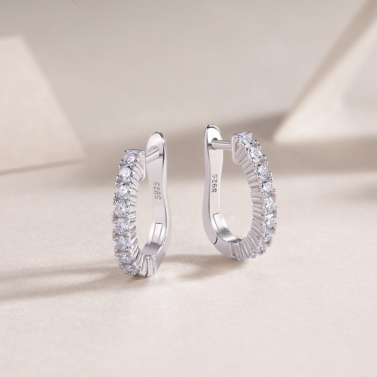 S925 Modern Guide Earrings Moissanite Hoop Earrings