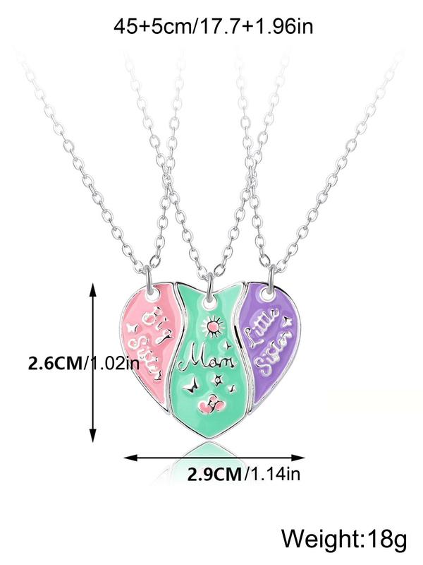 Women's Elegant Heart Charm Pendant Necklaces, 2 Counts/set Fashion Matching Necklaces for Mother & Daughter for Party, Daily Decor, Trendy All-match Exquisite Jewelry As Birthday Gift