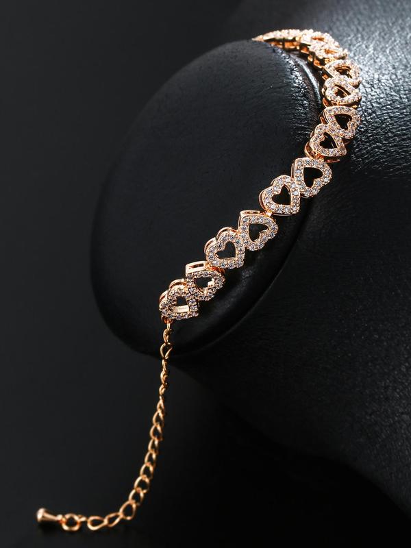 Heart Design Cute Summer Bracelets, Artificial Zircon Decor Matching Dainty Jewelry for Fall Festival Party, Daily Clothing Decor for Back To School, Matching Bracelets, Fall Outfits, Fall Freshness