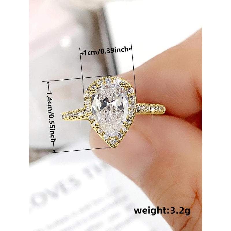 Elegant Water Drop Shaped Rhinestone Decorated Ring Perfect As Gift, Fashion Accessories for Wedding Party, Engagement Gift for Women, Pinky Ring