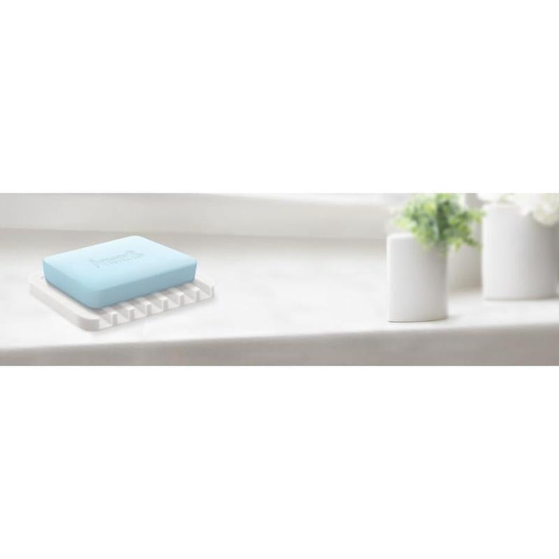 Anwenk Soap Dish Shower Waterfall Soap Tray Soap Saver Soap Holder Drainer Flexible Silicone for Shower/Bathroom/Kitchen/Counter Top,Keep Soap Bars Dry Clean,Easy Cleaning-White,2Pack