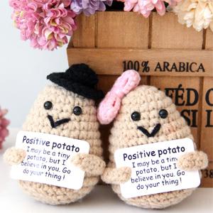 Mini Positive Cute Funny Life Potato Tomato Eggplant Onion Cute Animals Creative Knitted Holding Card Crochet Birthday Christmas Girls Gifts Party Decor party gift