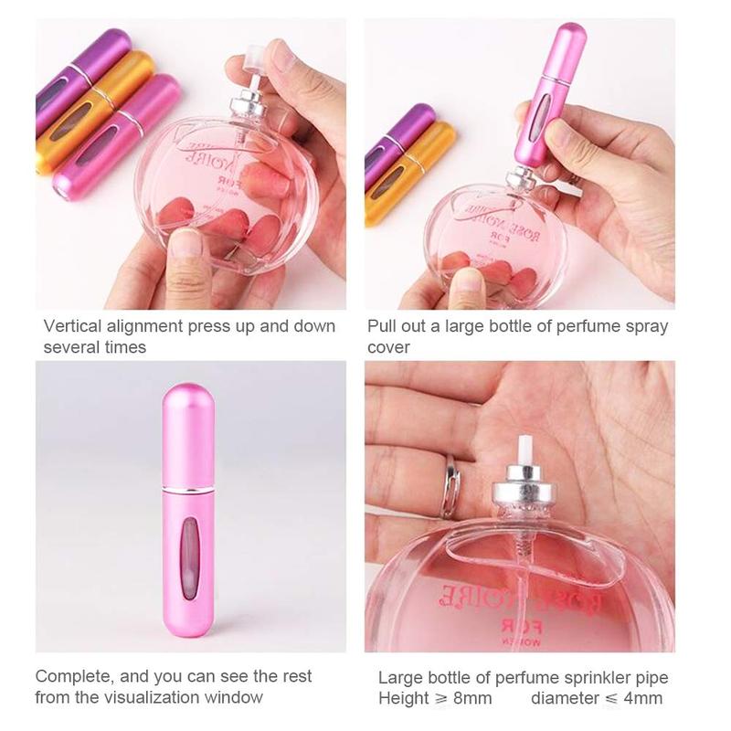5ml refillable perfume atomizer travel, portable mini pocket Perfume Atomizer for travel accessories tin canister Organizer Bottle