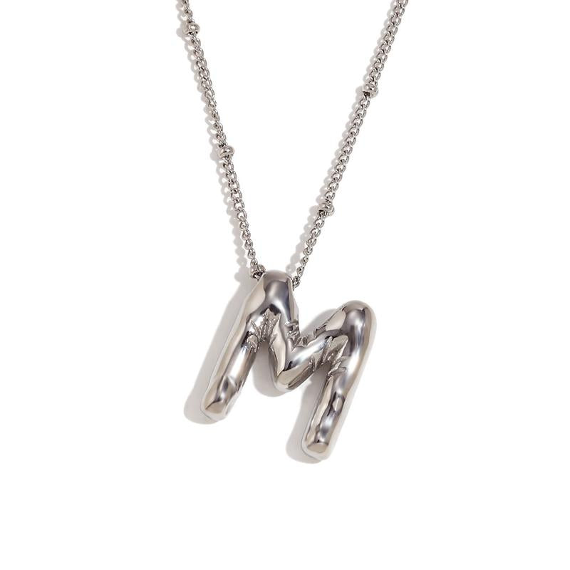 Letter Necklace Balloon Initial Necklaces for Women Girls Dainty Alphabet Pendant Puffy Name Personalized Jewelry Gift Fashion Personality Jewelry For Girls Plated Gold Bubble Letter Necklace
