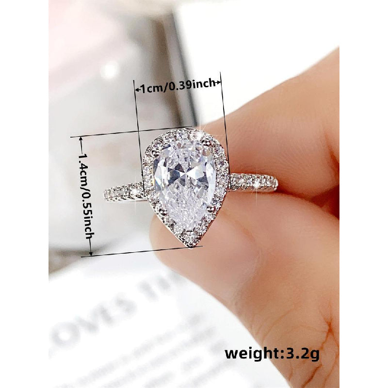 Elegant Water Drop Shaped Rhinestone Decorated Ring Perfect As Gift, Fashion Accessories for Wedding Party, Engagement Gift for Women, Pinky Ring